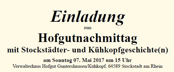Hofgutnachmittag mit Stockstädter- und Kühkopfgeschichte(n) am 7. Mai 2017